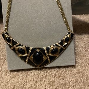 Statement black and gold necklace